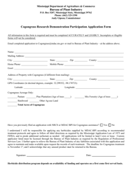 Document preview: Cogongrass Research Demonstration Participation Application Form - Mississippi