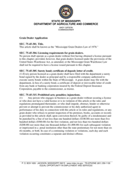 Application for Grain Dealer License - Mississippi