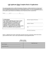 Application for Retail Food Sanitation License - Mississippi, Page 3