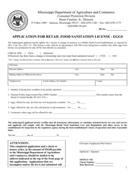 Application for Retail Food Sanitation License - Eggs - Mississippi, Page 2
