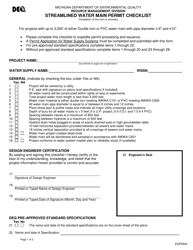 Form EQP5940 Streamlined Water Main Permit Checklist - Michigan