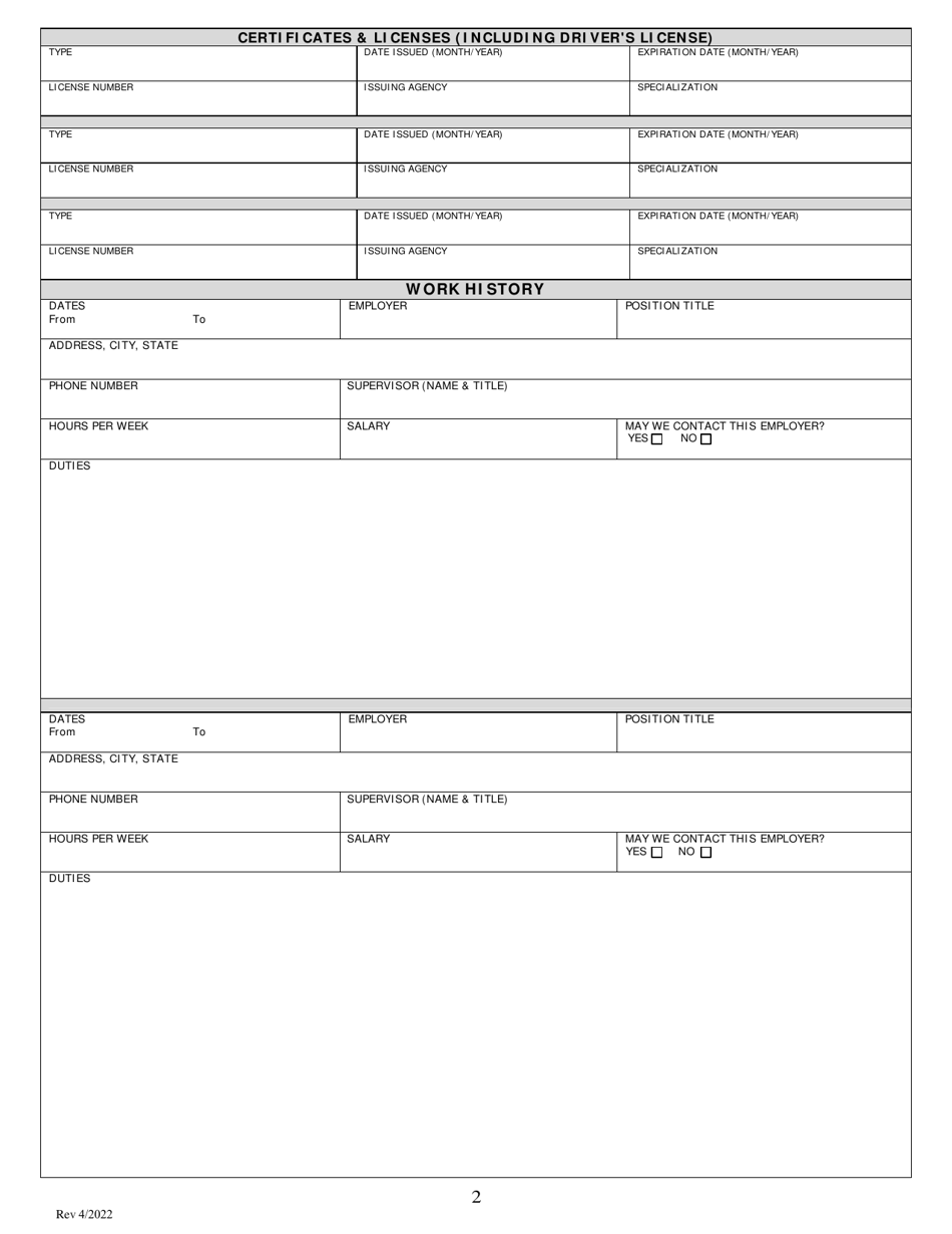 Contract Worker Application - Mississippi, Page 2