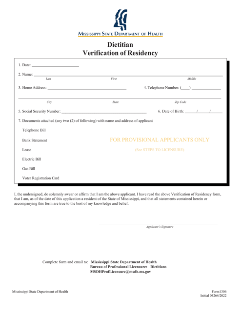 Form 1306  Printable Pdf