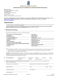 Form 99 Authorization for the Use/Disclosure of Protected Health Information - Mississippi