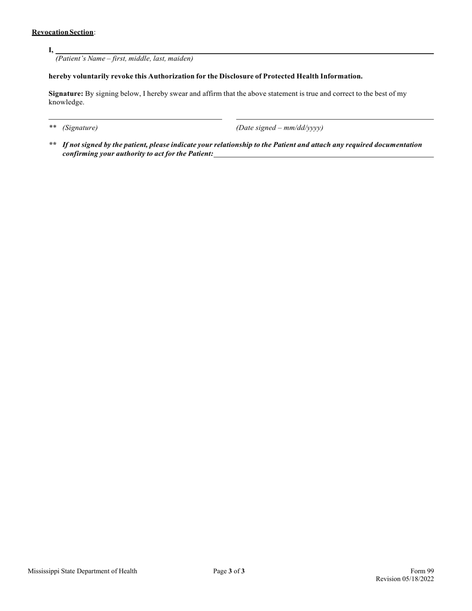 Form 99 Download Printable PDF or Fill Online Authorization for the Use ...