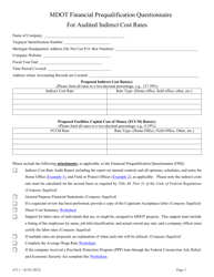 Mdot Financial Prequalification Questionnaire for Audited Indirect Cost Rates - Michigan, Page 10