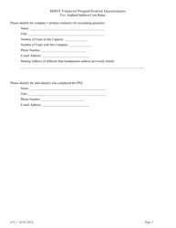 Mdot Financial Prequalification Questionnaire for Audited Indirect Cost Rates - Michigan, Page 11