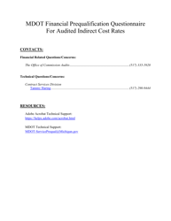 Mdot Financial Prequalification Questionnaire for Audited Indirect Cost Rates - Michigan, Page 2