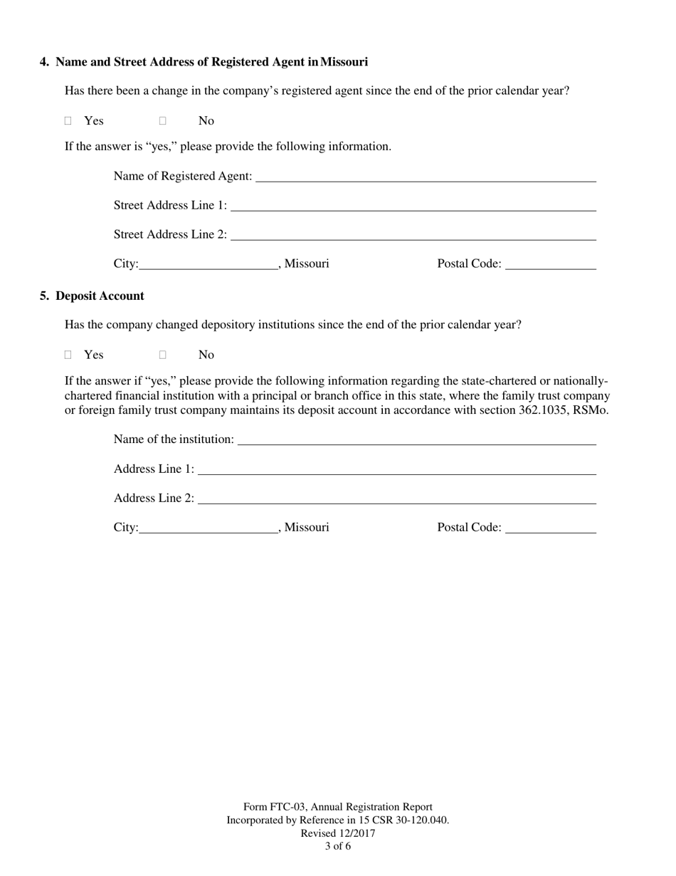 Form FTC-03 Annual Registration Report - Missouri, Page 3