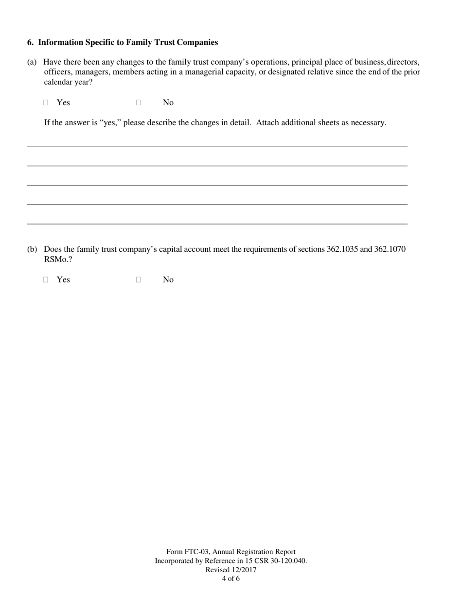 Form FTC-03 Annual Registration Report - Missouri, Page 4