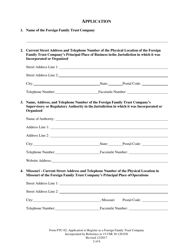 Form FTC-02 Application to Register as a Foreign Family Trust Company - Missouri, Page 2