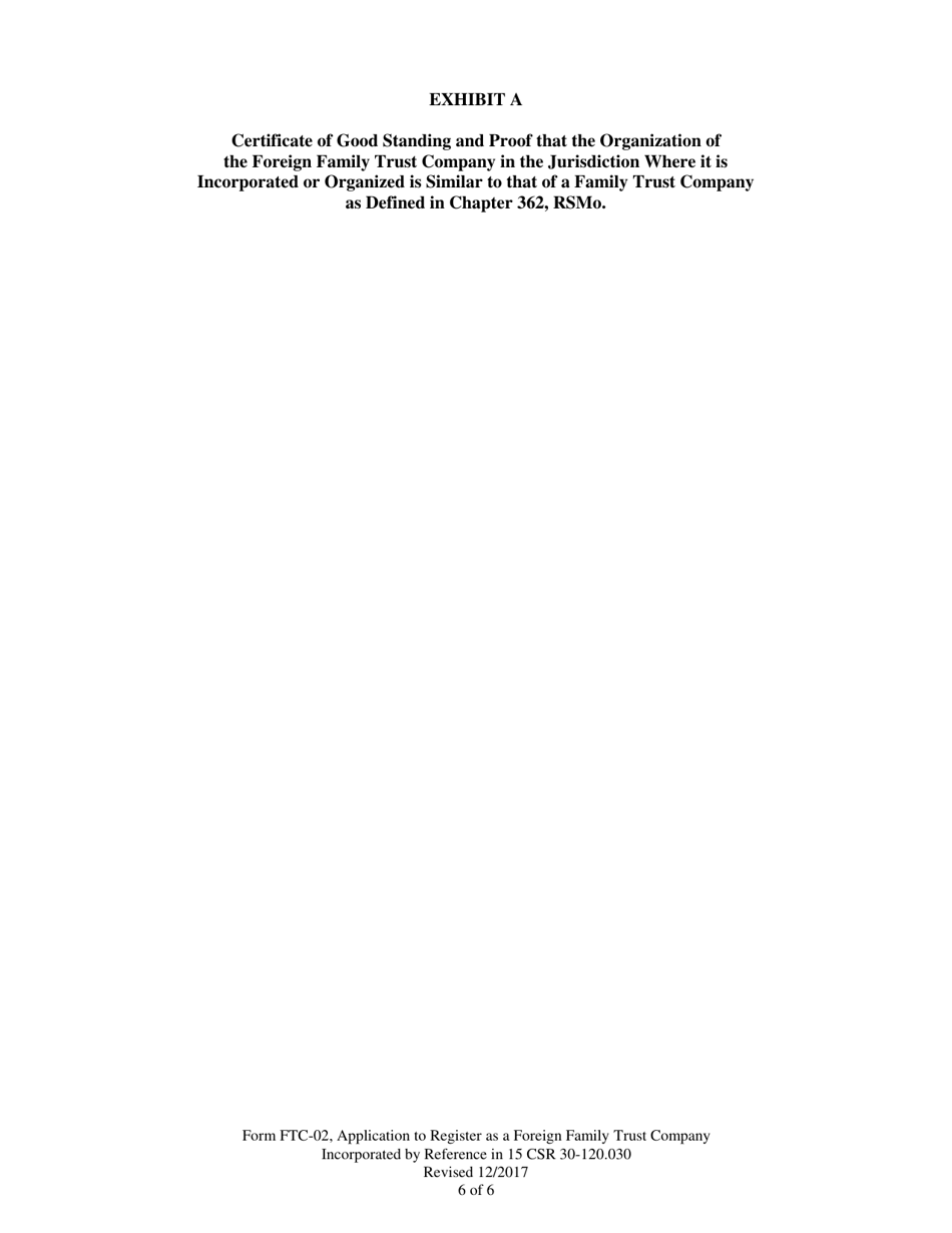 Form FTC-02 Application to Register as a Foreign Family Trust Company - Missouri, Page 6