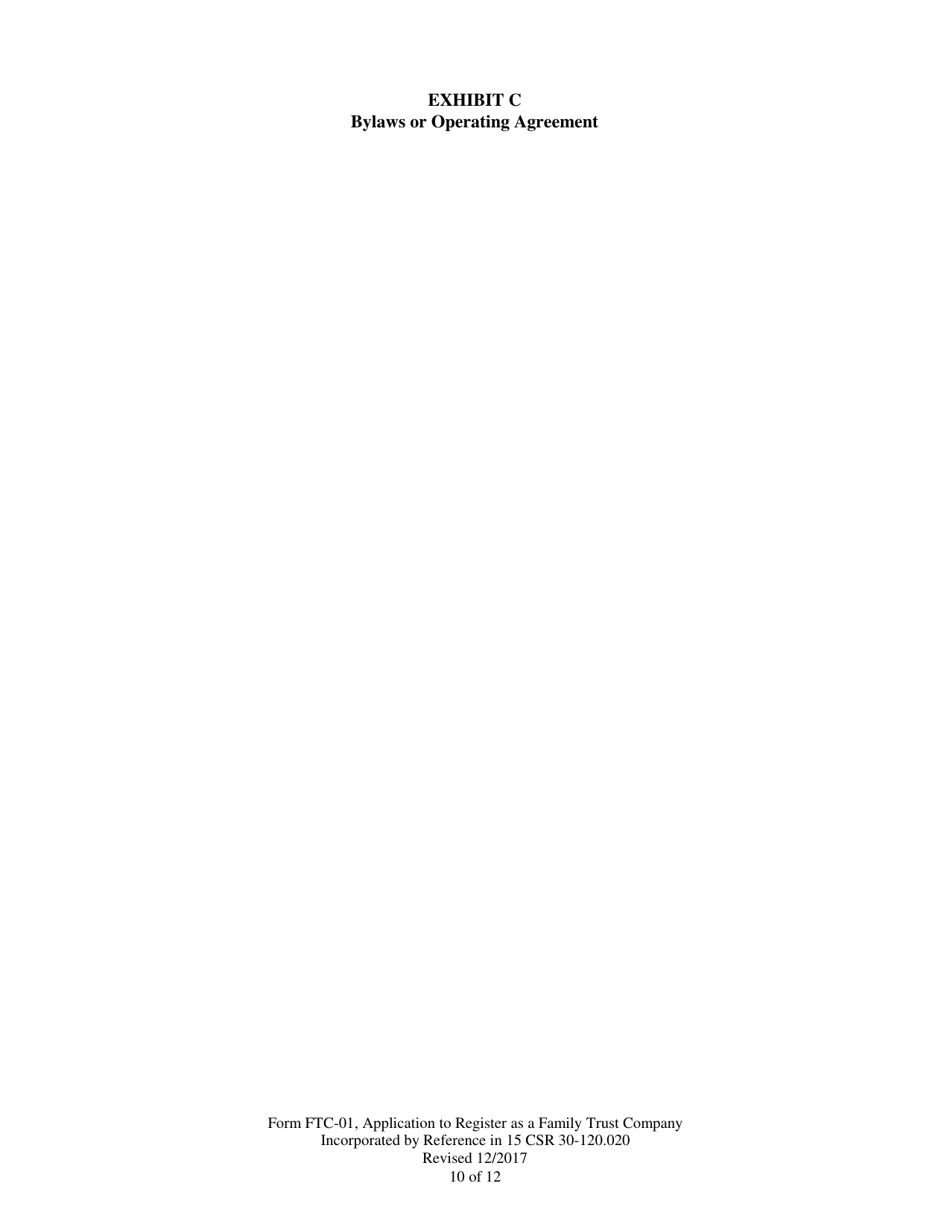 Form FTC-01 Application to Register as a Family Trust Company - Missouri, Page 10