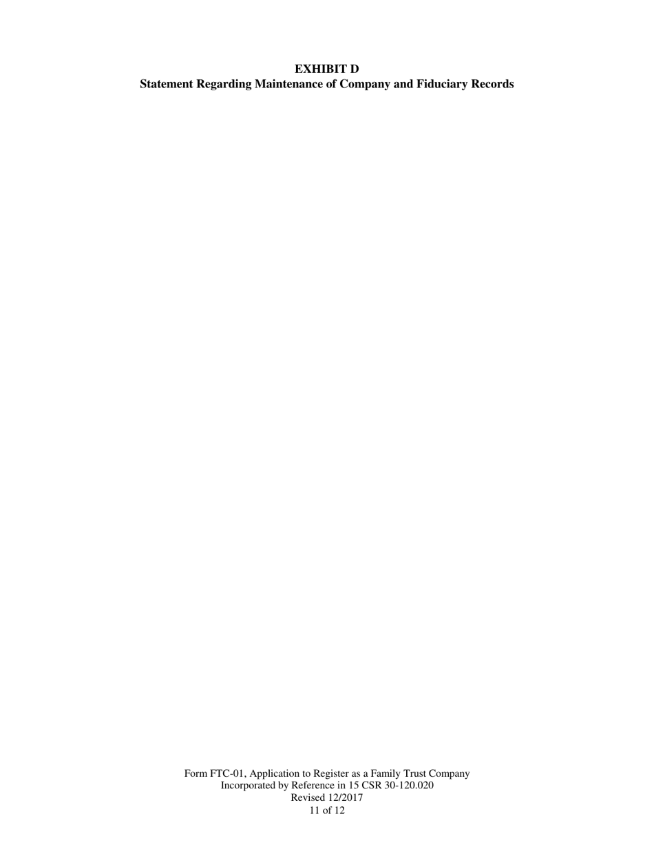 Form FTC-01 Application to Register as a Family Trust Company - Missouri, Page 11