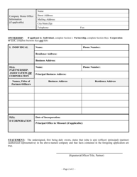 Renewal Application for Consumer Installment Lender Certificate of Registration - Missouri, Page 3