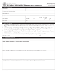 Form MO375-1097 &quot;Petition for Prelicensure Criminal History Determination&quot; - Missouri