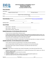 Document preview: Notification of Change to Municipal Services Form - Montana