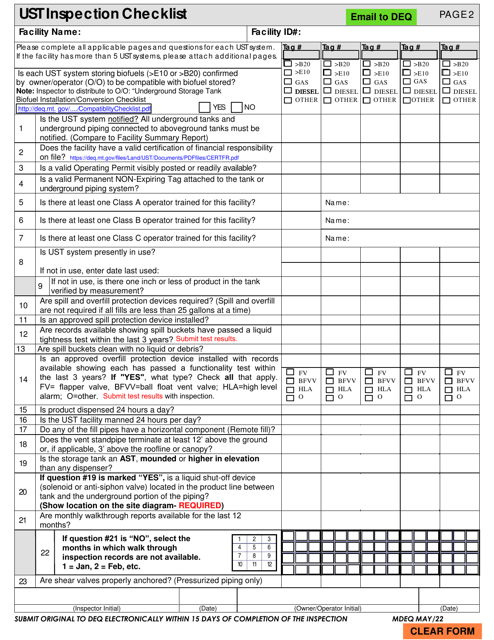 Page 2 Ust Inspection Checklist - Montana