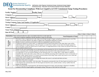 Form for Documenting Compliance With Low Liquid Level Ust Containment Sump Testing Procedures - Montana, Page 7