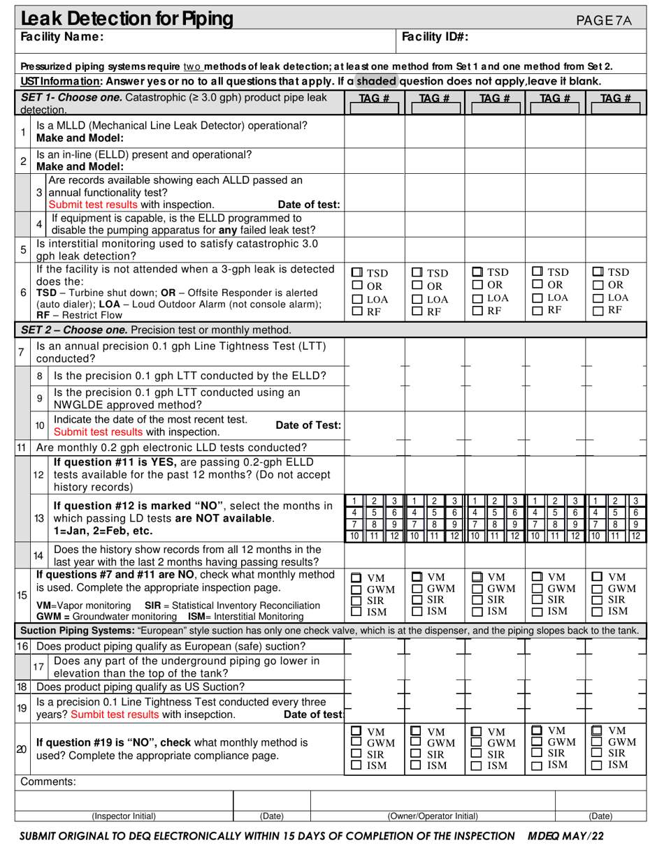 Ust Compliance Inspection Form for up to 10 Tanks - Montana, Page 13