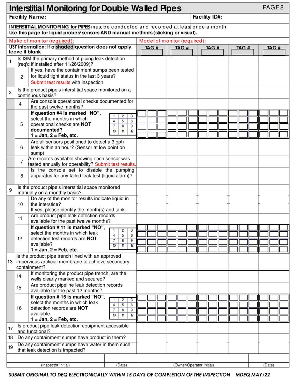 Ust Compliance Inspection Form for up to 10 Tanks - Montana, Page 14