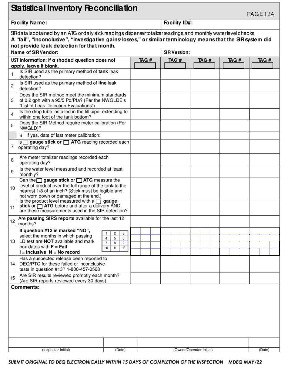 Montana Ust Compliance Inspection Form for up to 10 Tanks - Fill Out ...