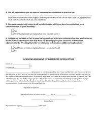 Petition and Application for Admission to the Wyoming State Bar by Motion - Wyoming, Page 2