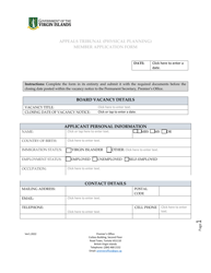 Appeals Tribunal (Physical Planning) Member Application Form - British Virgin Islands