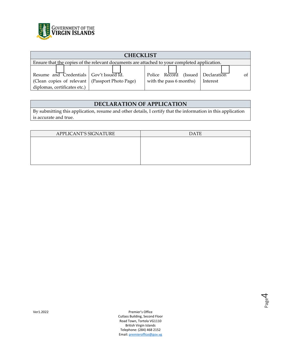 Appeals Tribunal (Physical Planning) Member Application Form - British Virgin Islands, Page 4