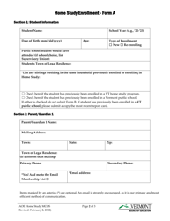 Form A Home Study Enrollment Form - Vermont, Page 2