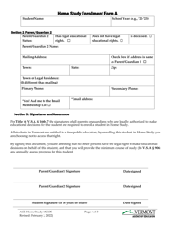 Form A Home Study Enrollment Form - Vermont, Page 3