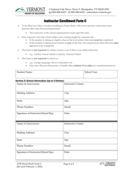 Document preview: Form C Instructor Enrollment Form - Vermont