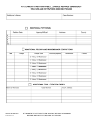 Document preview: Form DEP066 Attachment to Petition to Seal Juvenile Records Dependency Welfare and Institutions Code Section 389 - County of Los Angeles, California