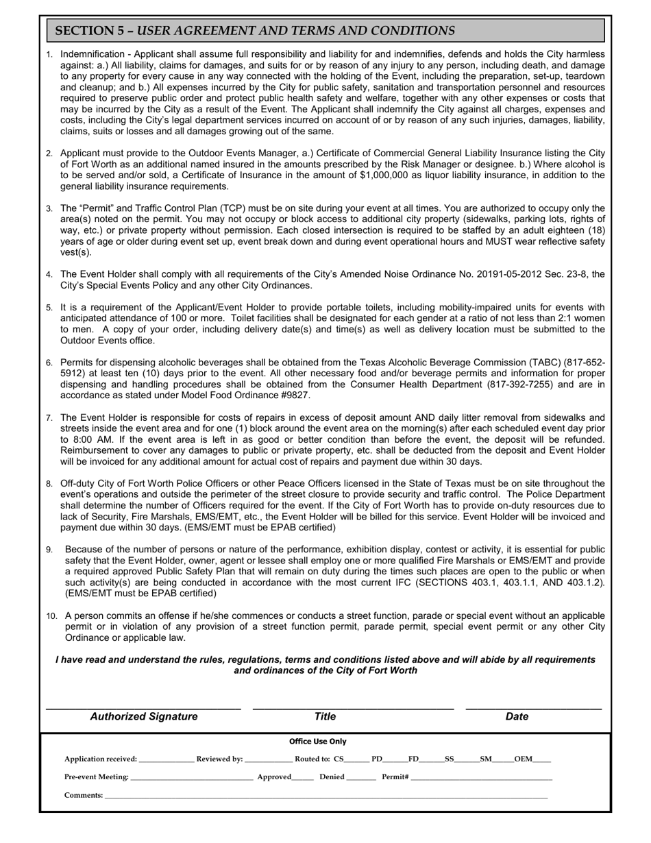 Outdoor Events Application - City of Fort Worth, Texas, Page 4