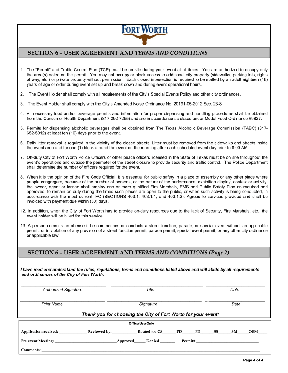 Outdoor Events Application - First Amendment Events - City of Fort Worth, Texas, Page 4