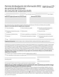 Document preview: Formulario HCA13-335 Permiso De Divulgacion De Informacion (Roi) De Servicios De Trastornos De Consumo De Sustancias (Sud) - Washington (Spanish)