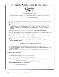 Foreign Nonprofit Corporation Application for Certificate of Authority - Wyoming