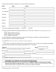 Foreign Nonprofit Corporation Application for Certificate of Authority - Wyoming, Page 3