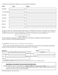 Foreign Profit Corporation Application for Certificate of Authority - Wyoming, Page 3