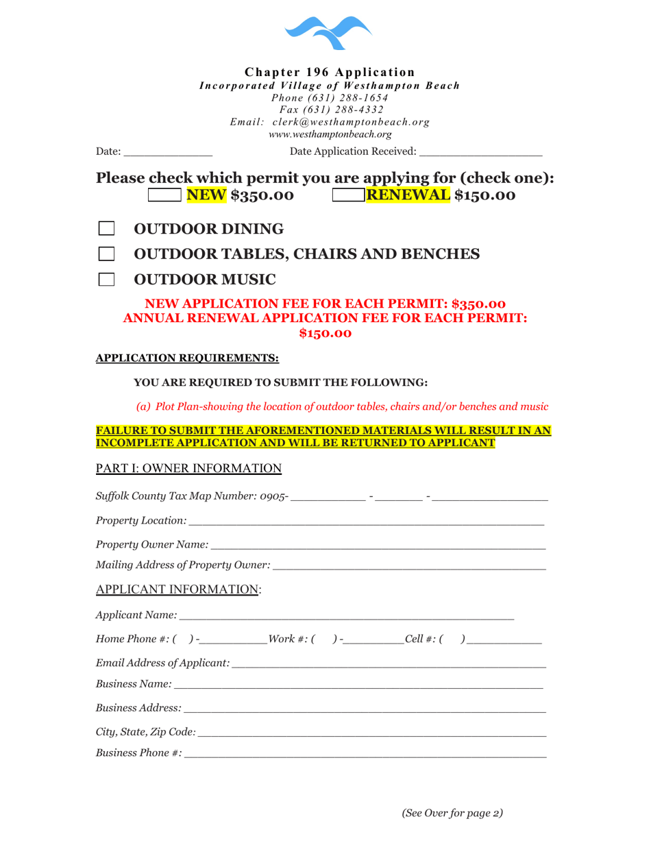 Incorporated Village of Westhampton Beach, New York Outdoor Dining