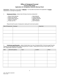 Application for Immigration Defense Attorney Panel - County of San Diego, California, Page 2