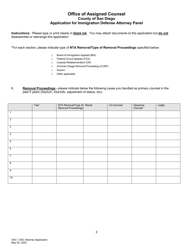 Application for Immigration Defense Attorney Panel - County of San Diego, California, Page 3