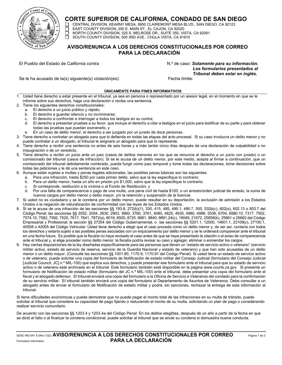 Formulario MO041S Fill Out, Sign Online and Download Printable PDF