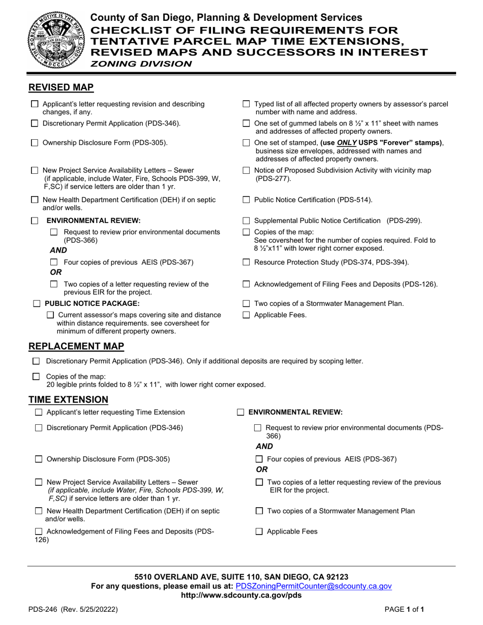 Form PDS246 Download Printable PDF or Fill Online Checklist of Filing