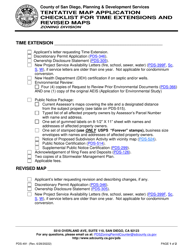 Form PDS-491 Tentative Map Application Checklist for Time Extensions and Revised Maps - County of San Diego, California