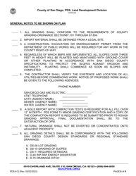 Form PDS-812 Land Development Minor Grading Plan Checklist - County of San Diego, California, Page 6