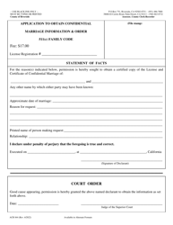 Form ACR844 &quot;Application to Obtain Confidential Marriage Information &amp; Order&quot; - County of Riverside, California