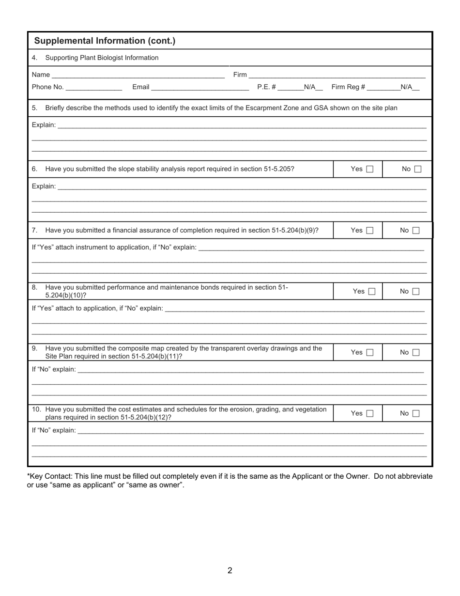 Escarpment Permit Application - City of Dallas, Texas, Page 2