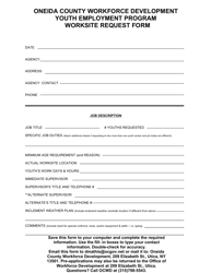 Document preview: Worksite Request Form - Youth Employment Program - Oneida County, New York