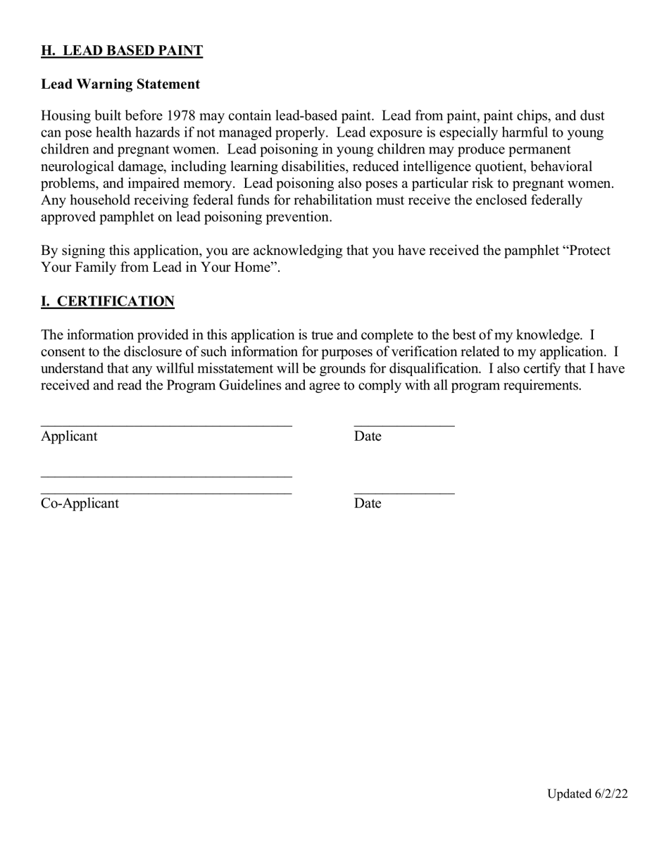 Senior Citizen Owner-Occupied Property Rehabilitation Program Application - Dutchess County, New York, Page 8